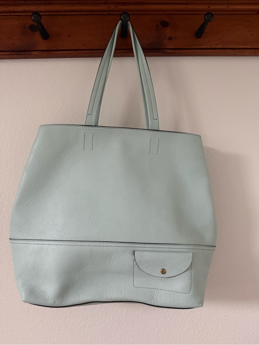 Light Blue Leather J Crew Tote Bag